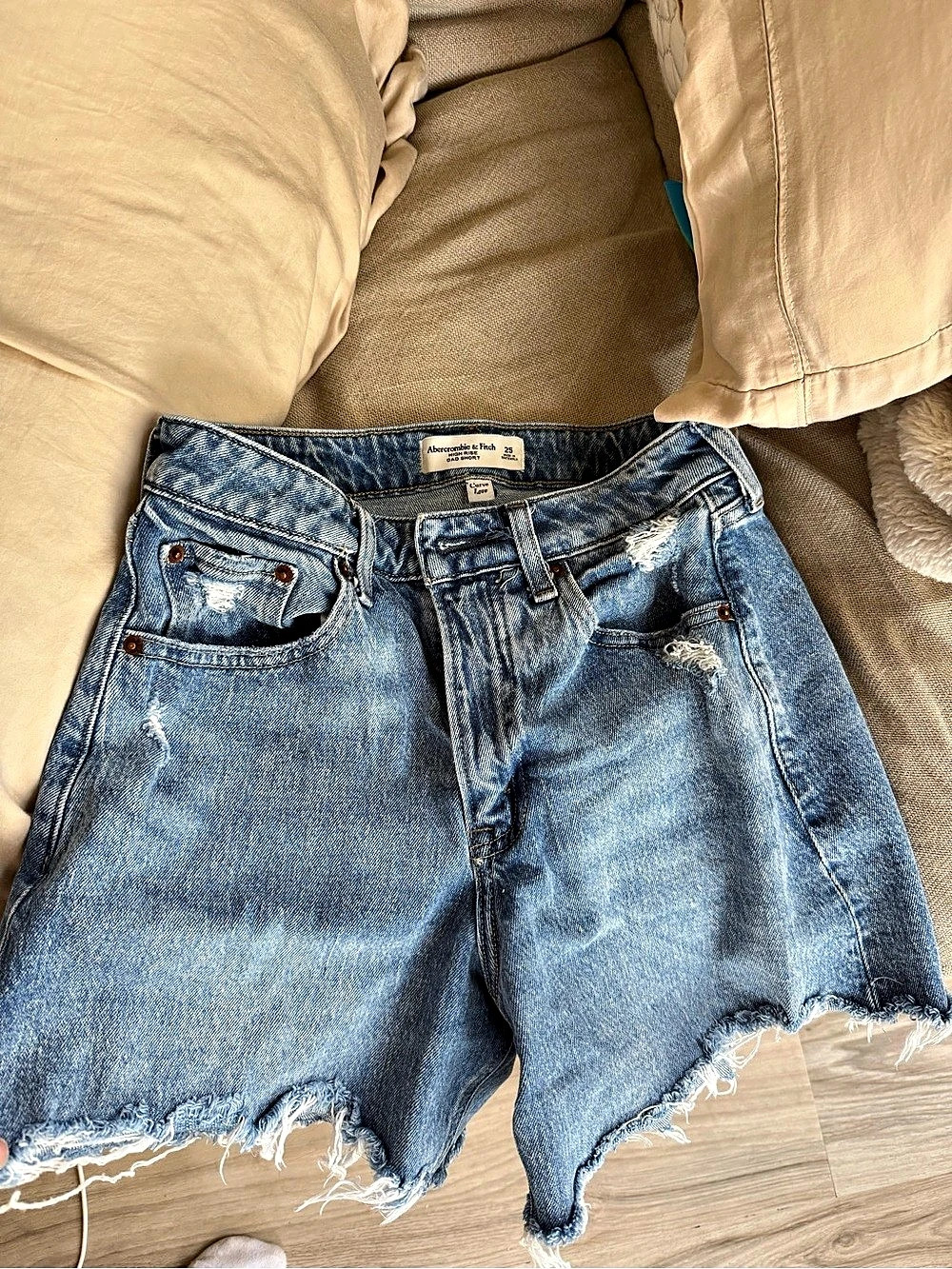 Abercrombie & Fitch Curve Love High Rise Mom Short Blue Jean Shorts